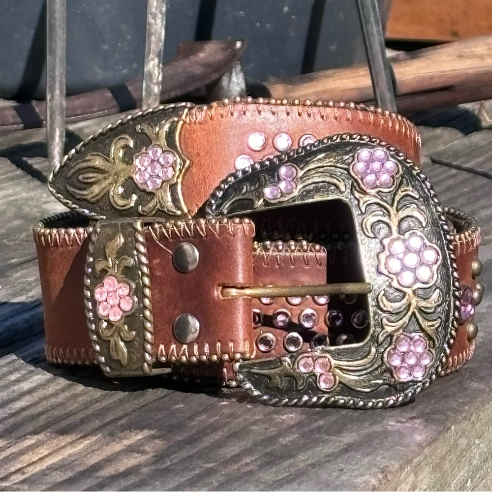 Blinged out Rhinestone Leather Belt!